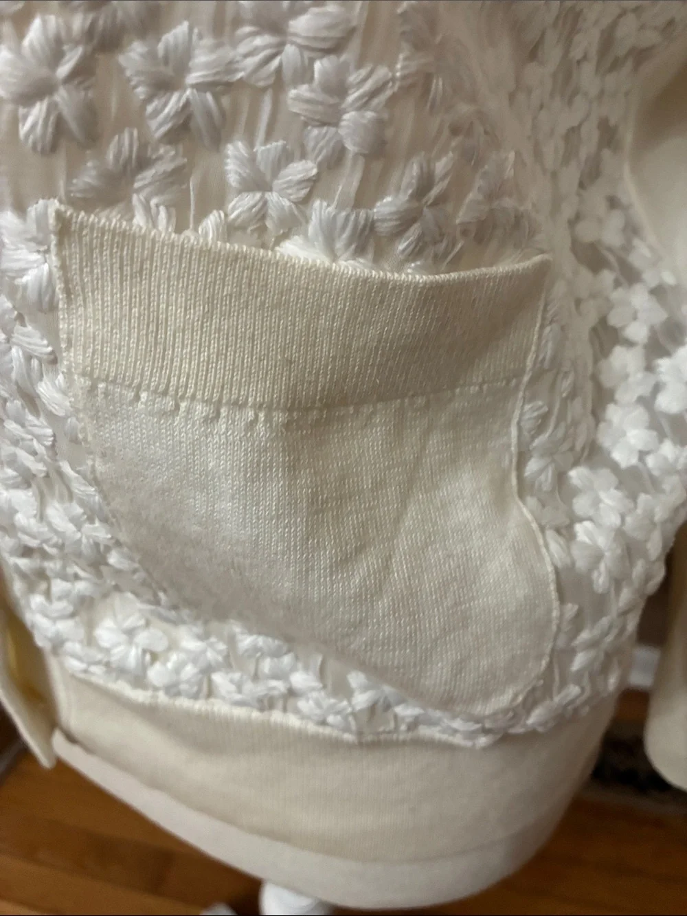 kate spade Cream Floral Knit V-Neck Cardigan with Gold Buttons